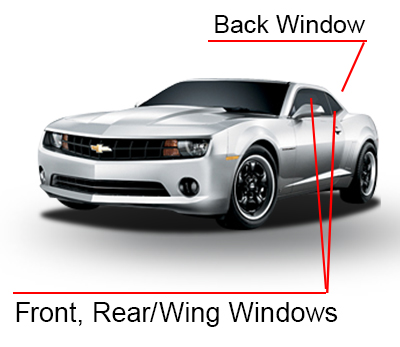 Window tint covered on 2 door cars