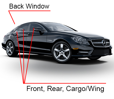 Car window film coverage on 4 door vehicles