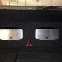 JL Audio 500/1v2 amplifiers in custom install in Dodge Challenger