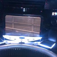 Speakers, audio, and video display in back of Ford Party Bus