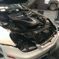 Display of front headlights removed from Mercedes CLS 550