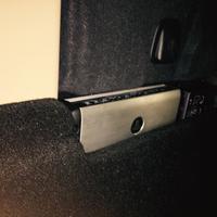 Custom box partially covers amp for easy access to amp settings