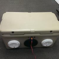 Overhead view of Yeti Cooler with Speakers Installed at Custom Sounds